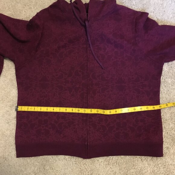 Hanes Burgundy Rococo Print Drawstring Sweater Hoodie - Picture 13 of 16